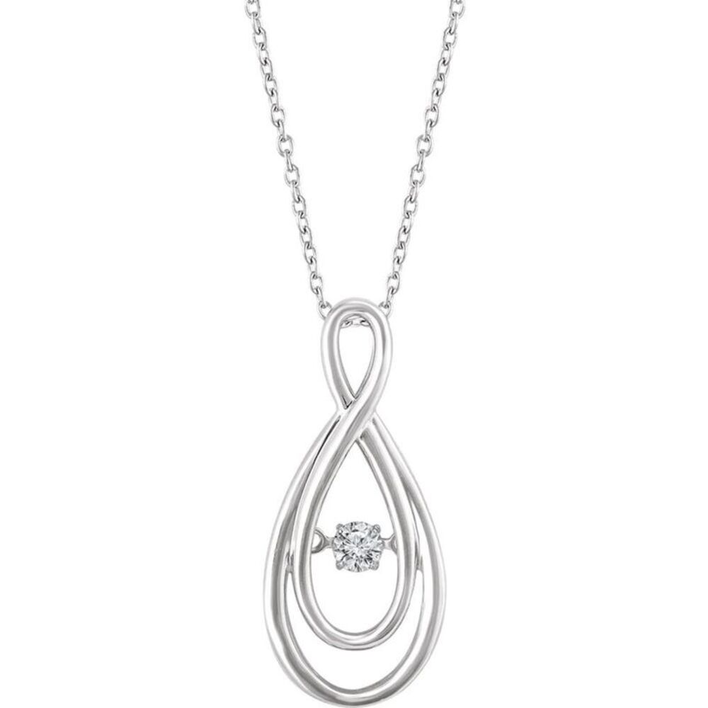 14k White Gold 1/10 CT (I1, H-I) Diamond Infinity Necklace, 18 Inch